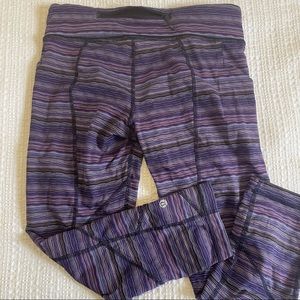 Lululemon pace Revival Leggings Purple Stripe sz 8